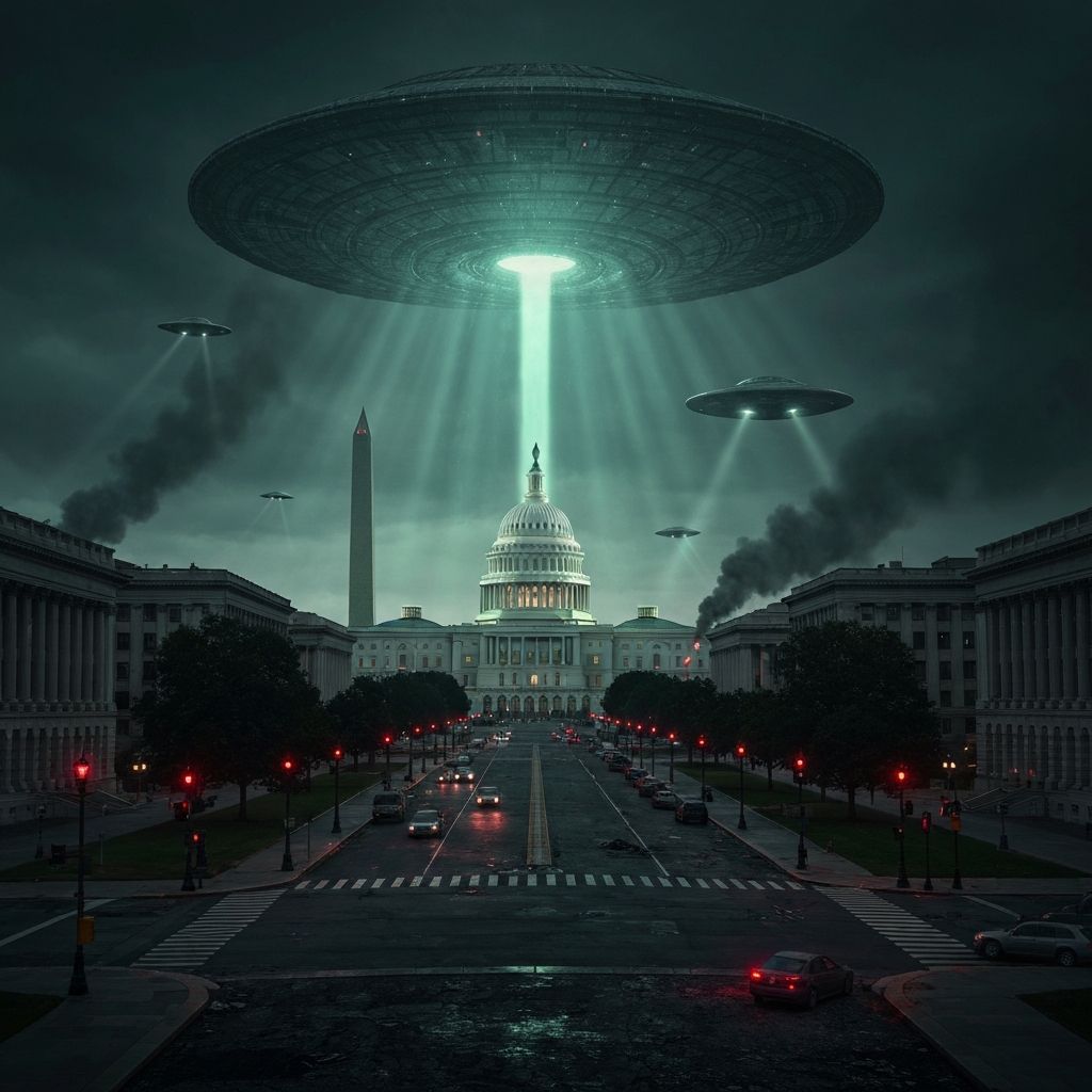 A mothership hovering above the US Capitol